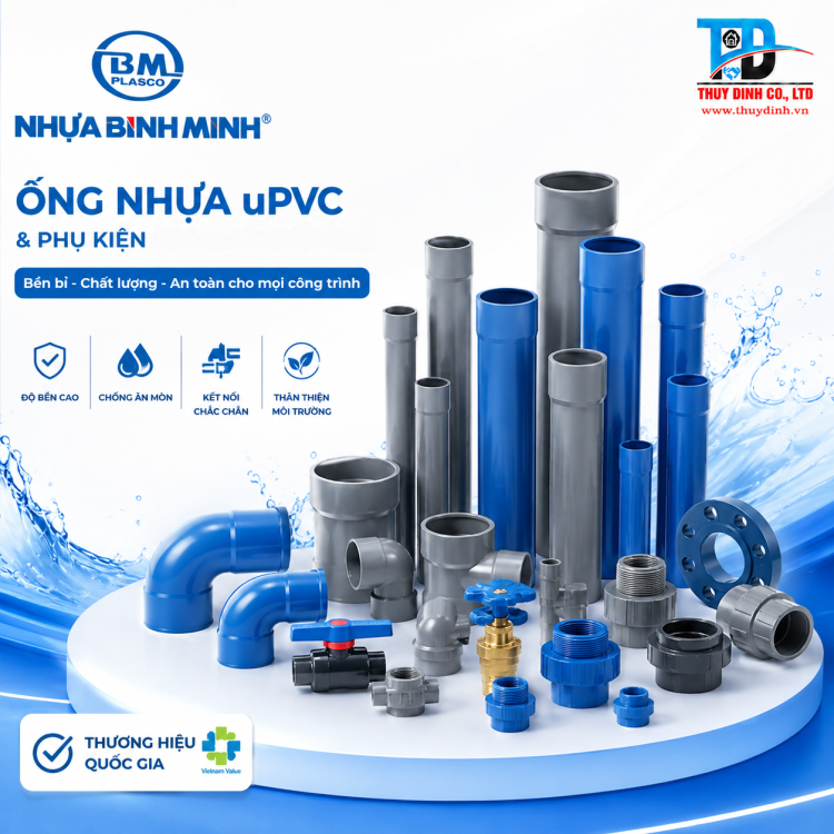 Ống nhựa uPVC D34x2.2mm PN15  - BÌNH MINH