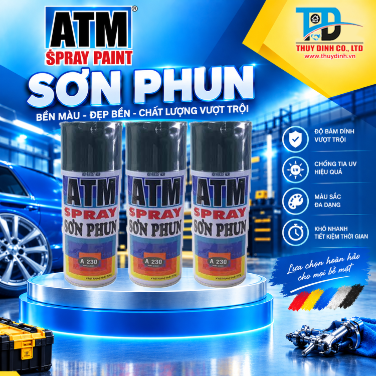 Sơn xịt  ATM A230 Dark Green (màu xanh lá đậm / xanh rêu) - ATM