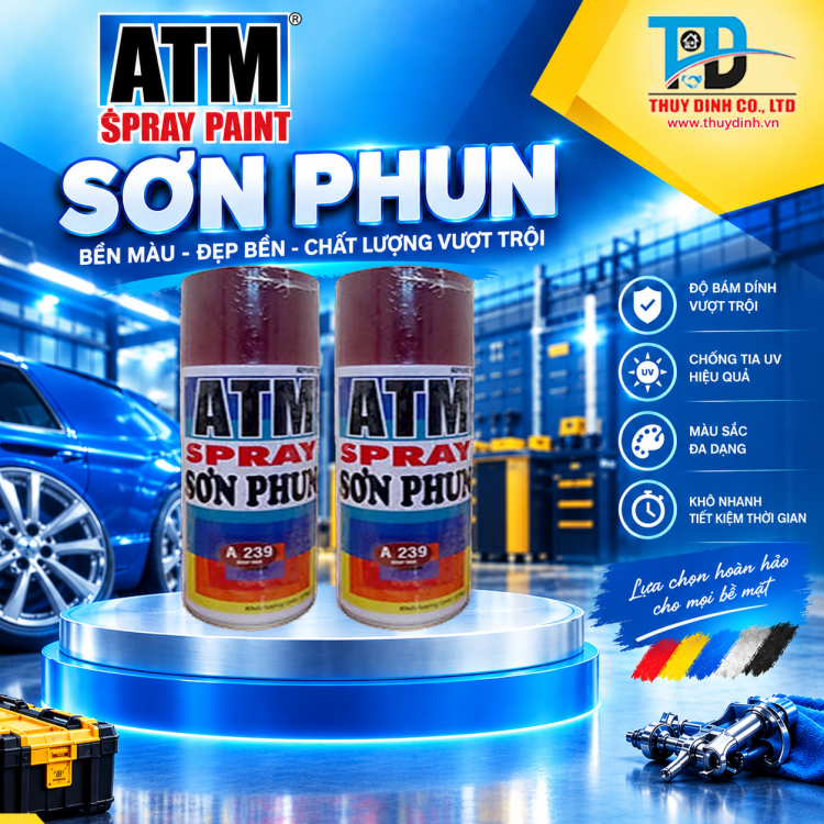 Sơn xịt  ATM A239 Deep Red (Màu đỏ đô, nâu đỏ hoặc đỏ nâu) - ATM