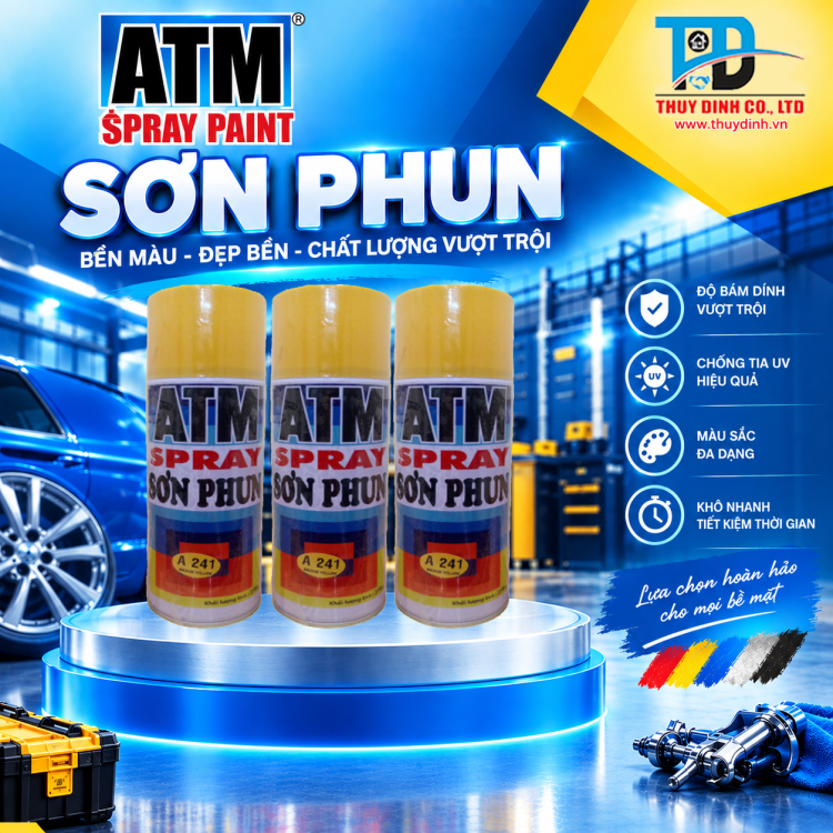 Sơn xịt ATM A241 Medium Yellow (màu vàng nghệ / vàng sẫm) - ATM