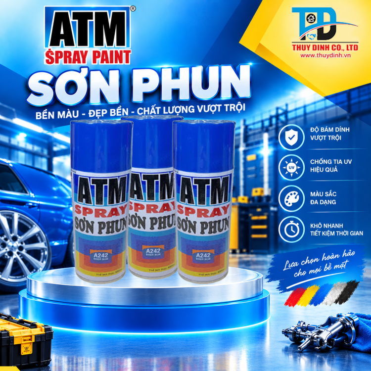 Sơn xịt  ATM A242 River Blue (Xanh dương / Xanh mặt hồ) - ATM