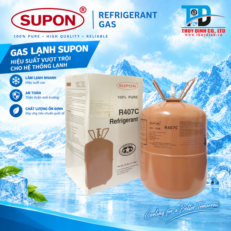 Gas Lạnh Điều Hòa R407c (Loại 11.3Kg) - SUPON