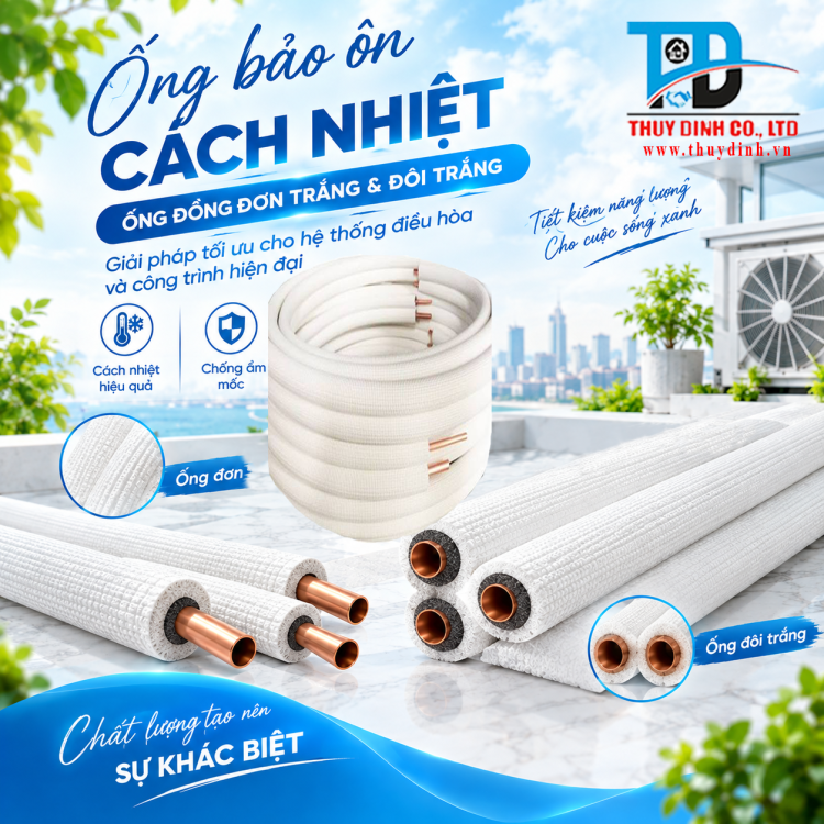 Ống Bảo Ôn Cách Nhiệt Ống Đồng Đôi Trắng Ø10x19 - Dày 10 (mm) - Cuộn 200m