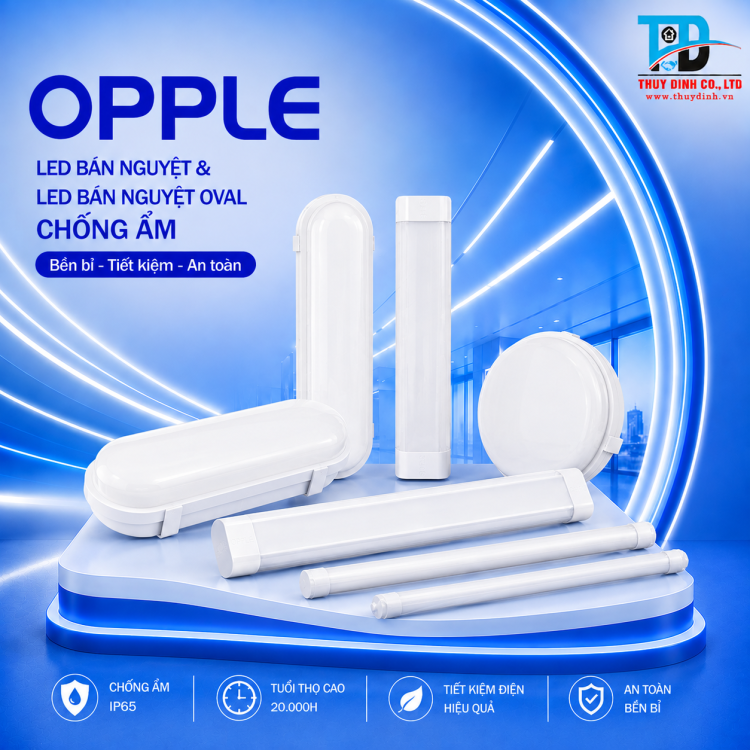 LED Bán Nguyệt Oval Chống Ẩm E4 Wide Batten 1200mm 80W - OPPLE