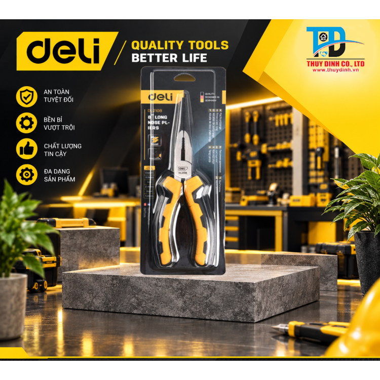 Kìm mũi nhọn - EDL2108 - DELI