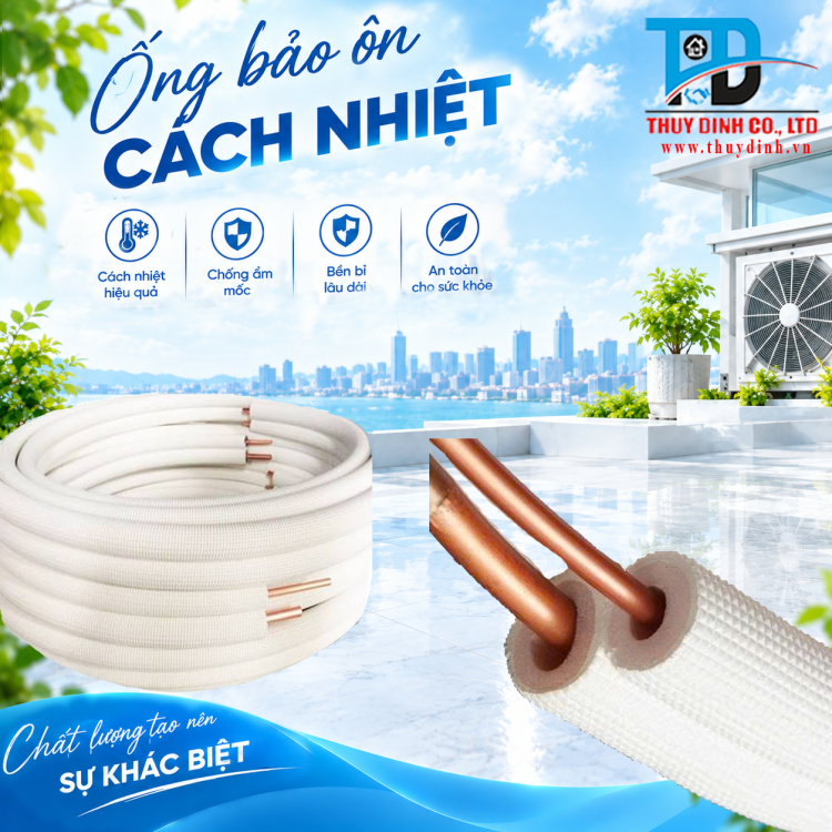 Ống Bảo Ôn Cách Nhiệt Ống Đồng Đôi Trắng Ø6x10 - Dày 10 (mm) - Cuộn 200m