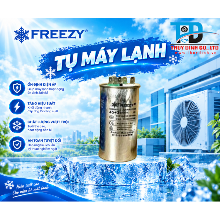 Tụ Điều Hoà/Máy Lạnh 3 chân 45uF - FREEZY