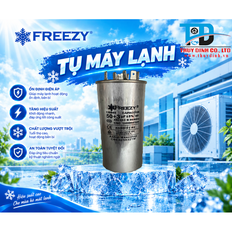 Tụ Điều Hoà/Máy Lạnh 3 chân 50uF - FREEZY